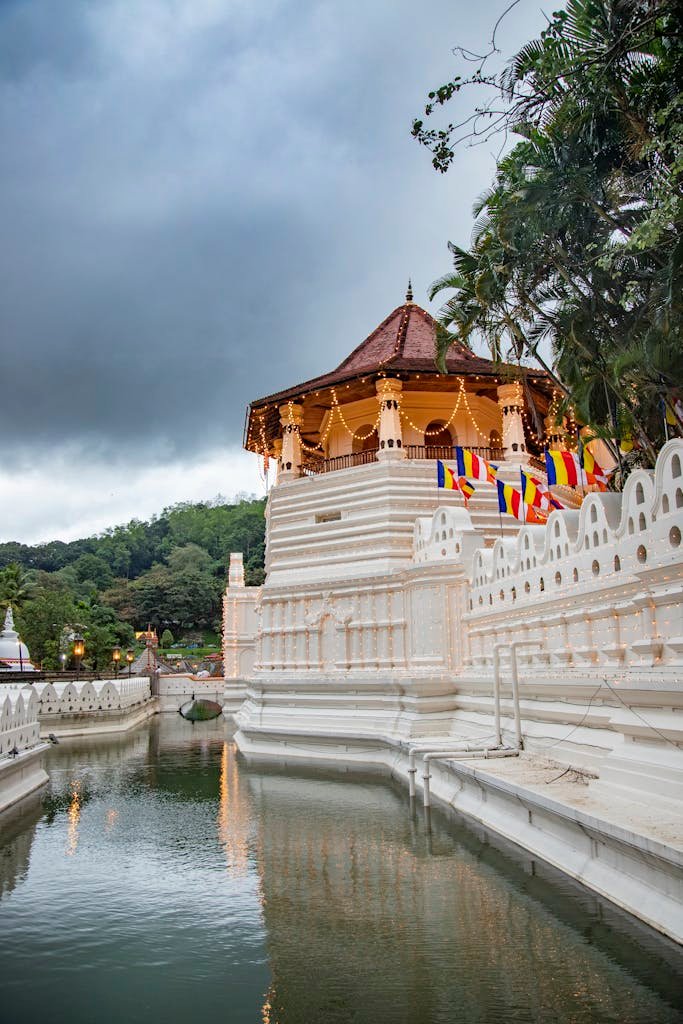 Traditional Buddha Temple by the Stream in Asia