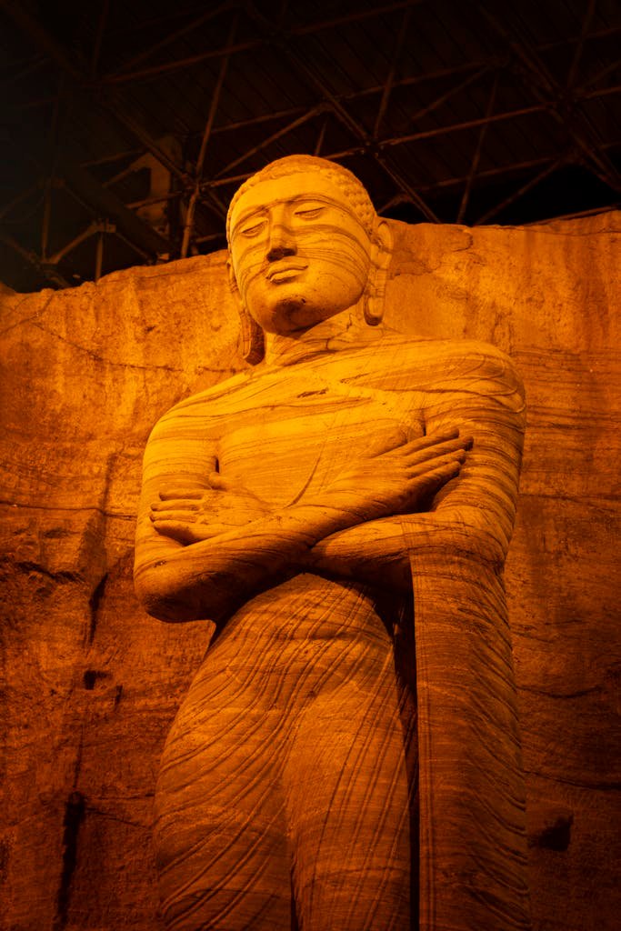 Sculpture in Gal Vihara Rock Temple in Sri Lanka