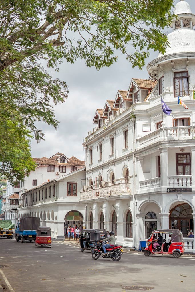 Vehicles on Street by Hotel in Kandy Town, Sri Lanka