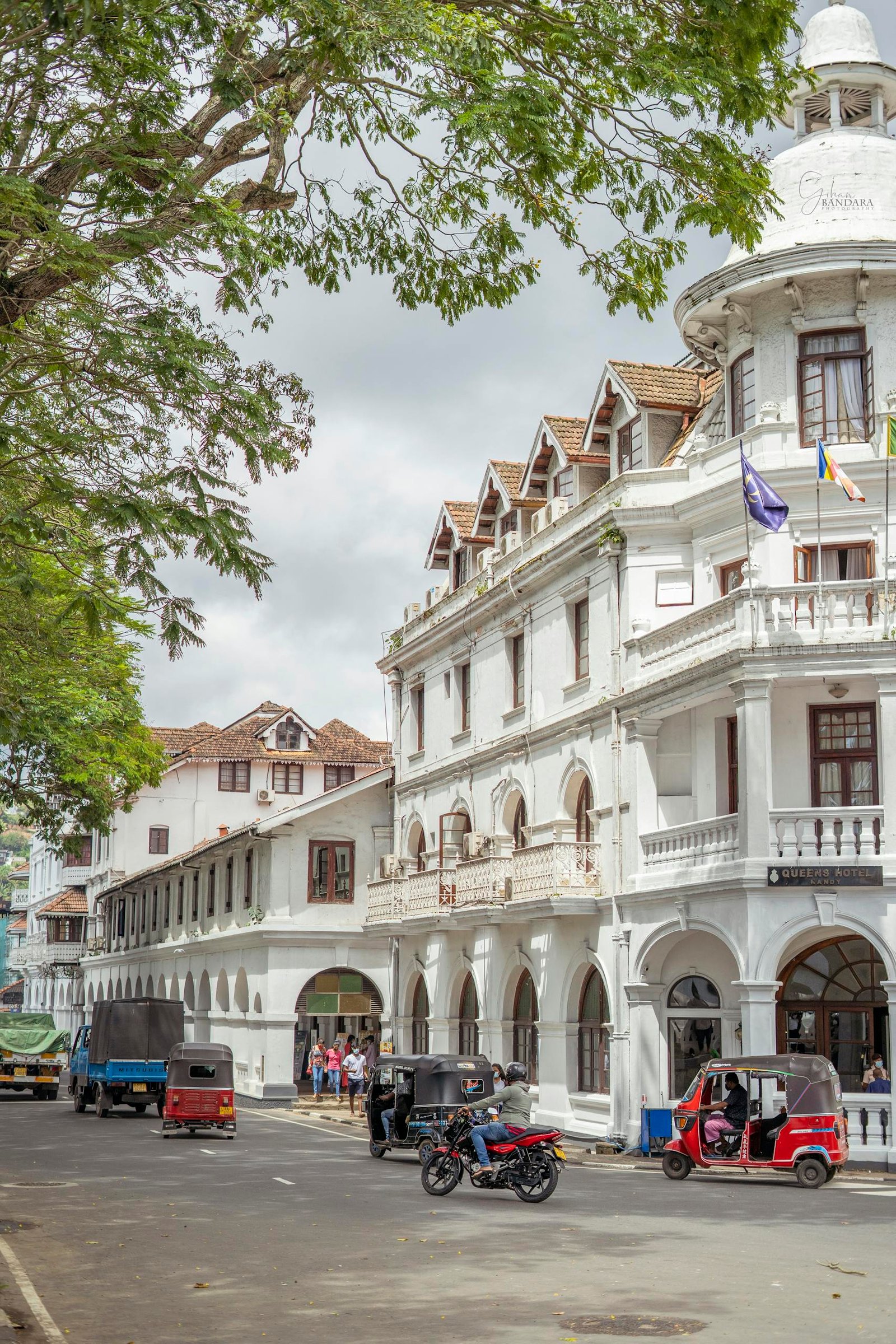 Vehicles on Street by Hotel in Kandy Town, Sri Lanka